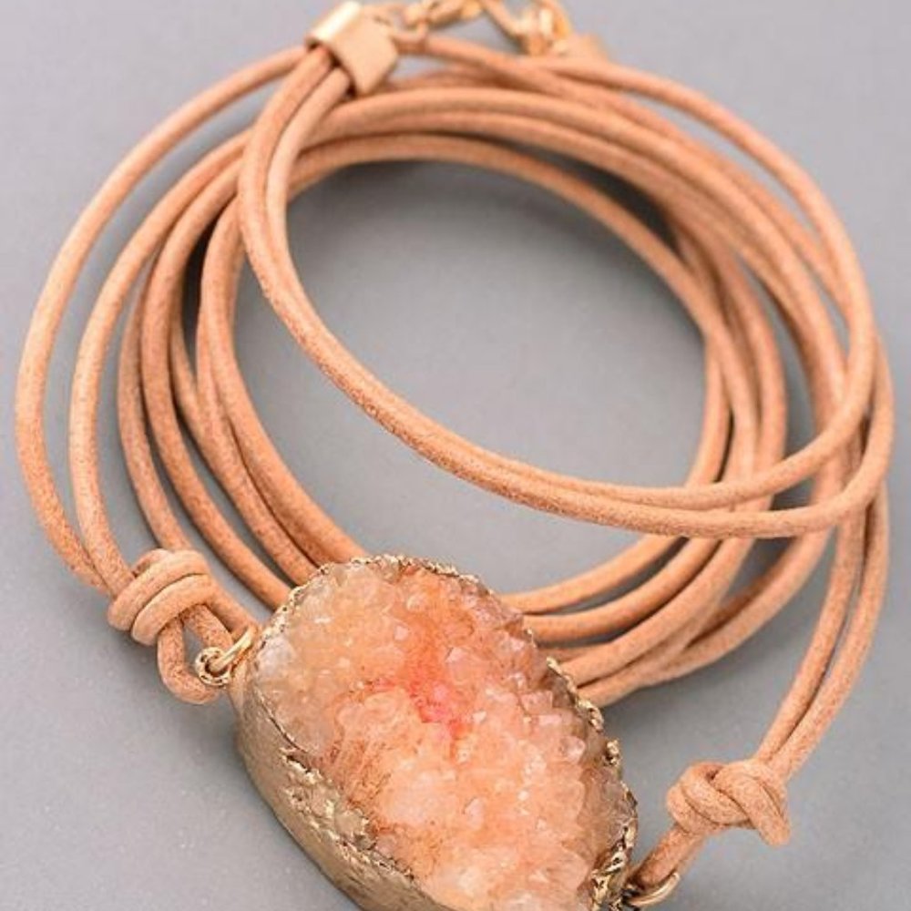 The Druzy Stone Peach Bracelet